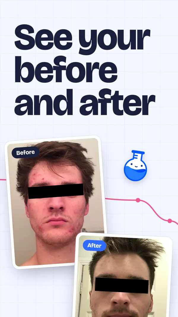 See your before and after: two photos showing clearer skin