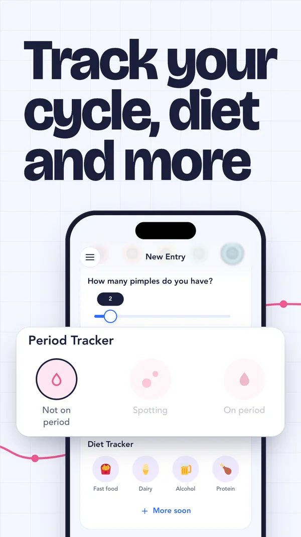 Track your cycle, diet and more: period, fast food, dairy, alcohol and protein trackers